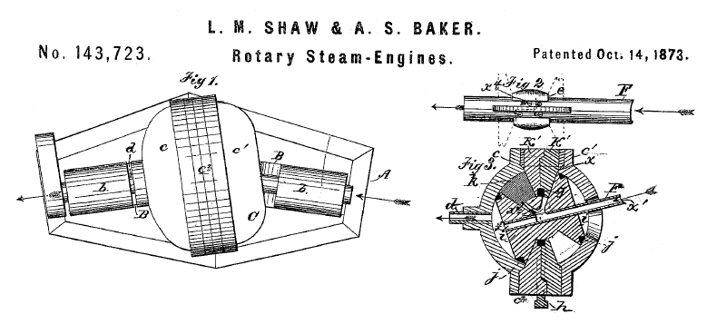 Shaw & Baker Rotary Engine: 1872